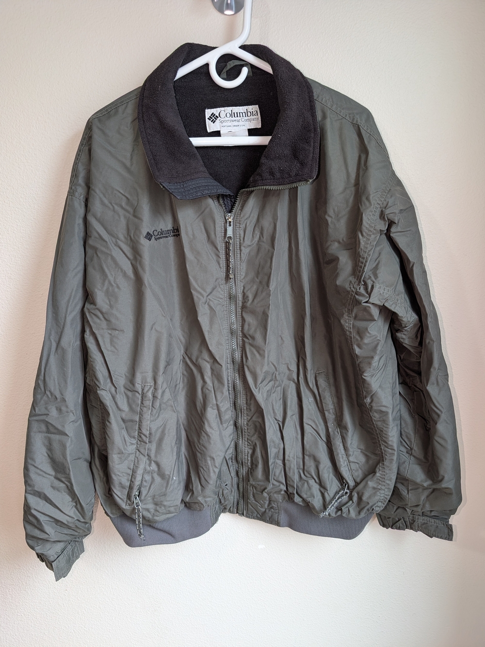 Vintage Columbia Men's Olive Green Soft-Fleece Collar Performance Jacket Size L